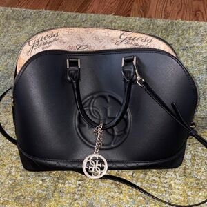 Guess Black Embossed Logo Shoulder Bag